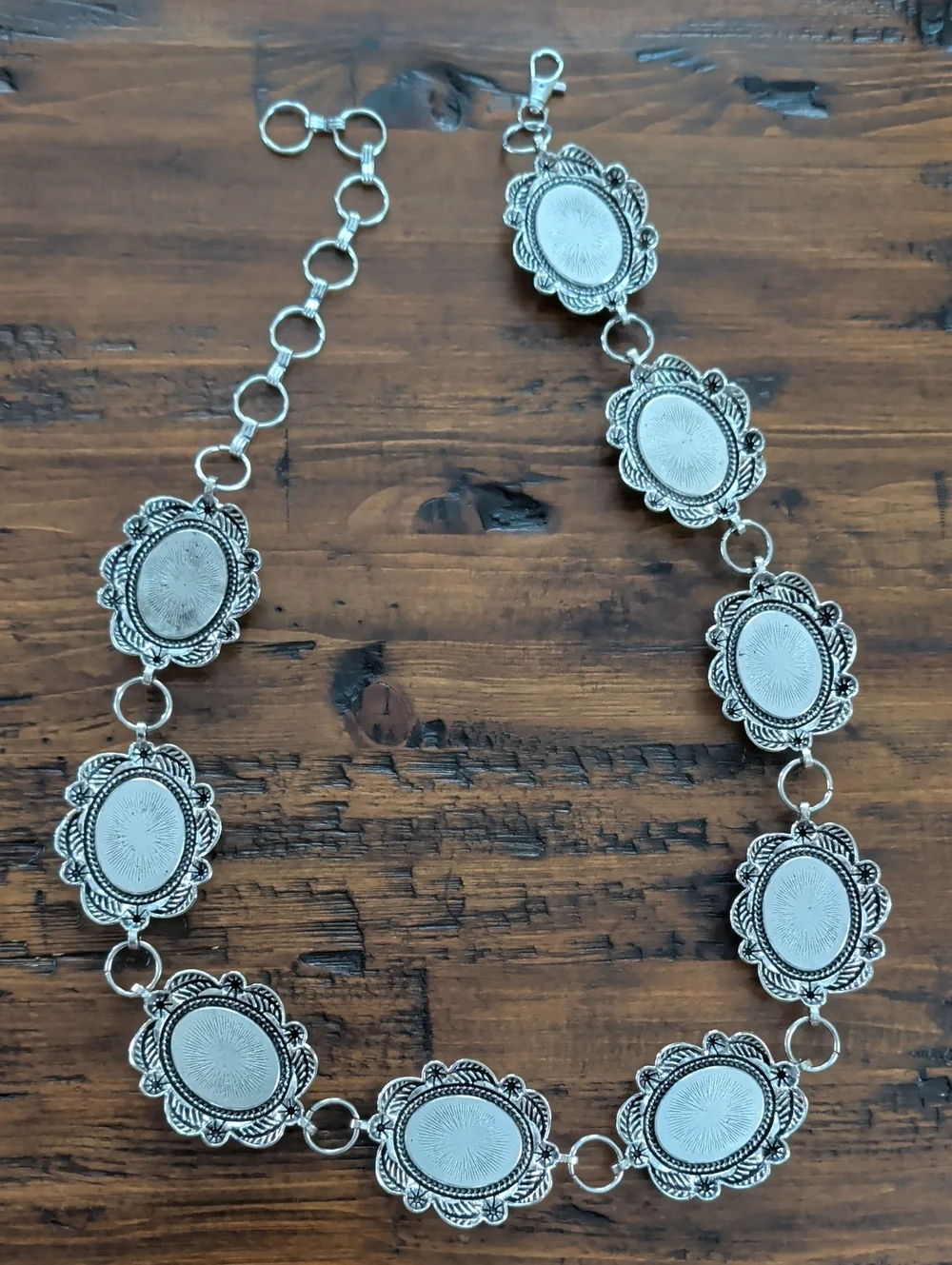 Western Style Faux Turquoise Concho Chain Link Statement Belt